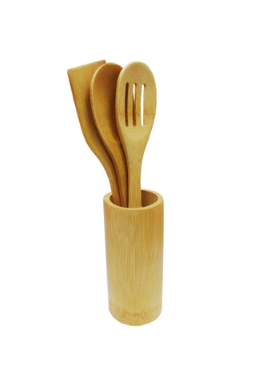 Eurochef Bambooware . Bamboo Utensil Set W/ Holder Sbt10 W9cm X H32.5cm 3Pcs