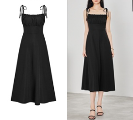 Lovito Women Ruffle Hem Plicated Frill Dress L62ED156 Black