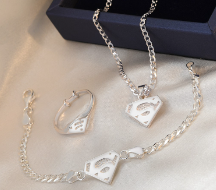 Genuine 92.5% Sterling Silver Kids set Superman Set