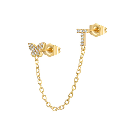 Minimalist Style Fashion Tassel Butterfly Letter Combination Earrings 26 English Letter Earrings Earrings Earrings T