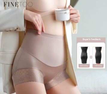 Finetoo High Waisted Belly Tightening Pants For Women Breathable Antibacterial Crotch Buttocks Lifting Wrapping Shaping Body