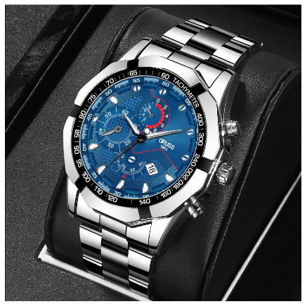 POSHI Oruss Men's Watches Stainless Steel Waterproof Dive Sports Quartz Fashion Wristwatch 1