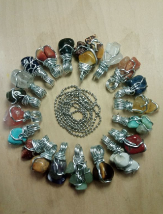 Gemstone Big Chip Wire Wrap Pendant