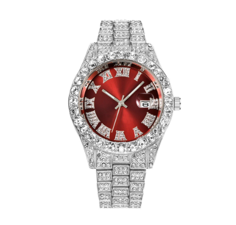 Luxury Rhinestone Roma Numerals Men's Calendar Watch Stainless Steel Band Men Business Wristwatch 04