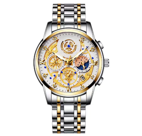 Binbond Men's Quartz Watch Hollow New Concept Waterproof Watch Multifunctional Wrist Watch 6