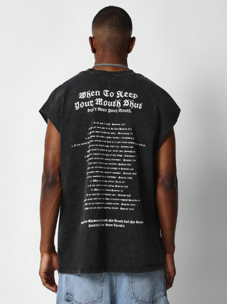 SUMWON Washed Tank With Back List Graphic