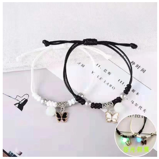 2Pcs Glow in the Dark Luminous Bracelet For Women Adjustable Fashion Women Men Couple Bracelet Best Friends Bracelets B38