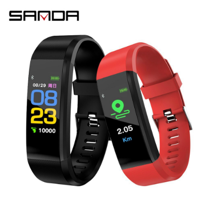 Sanda ID115 Plus Men Women Smart Bracelet Tracker Blood Pressure Heart Rate Monitor