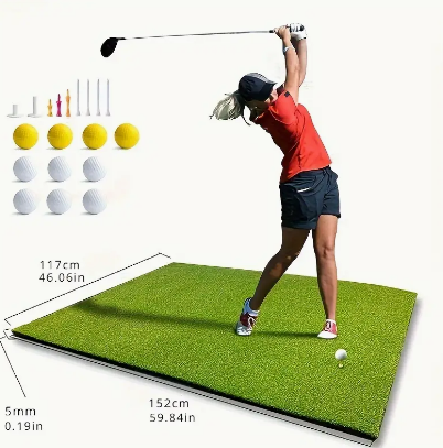 Artificial Turf Golf Hitting Mats, With 10 Golf Balls, 9 Golf Tees, Golf Hitting Training Aids For Backyard Driving Chipping Indoor Outdoor Training
