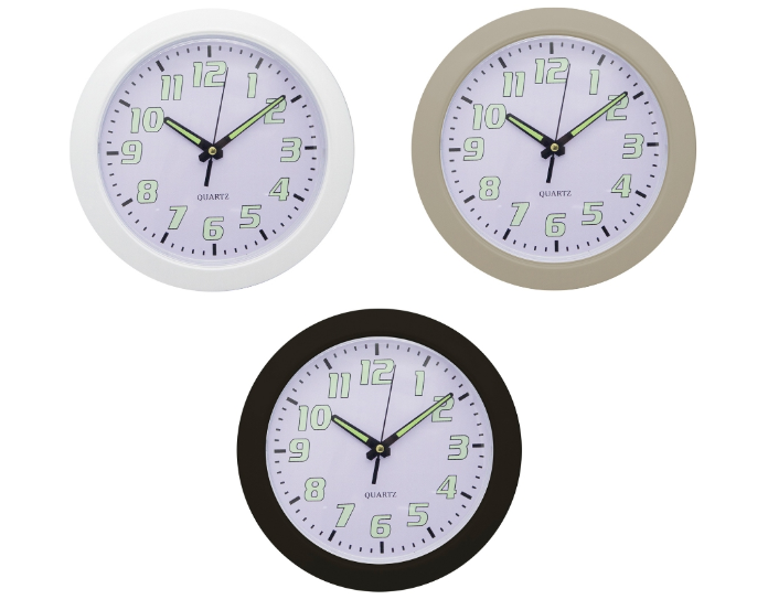 At Home Gracie Nordic Luminous Silent Wall Clock 9 Inches Glow Dark Easy Read Analog For Home