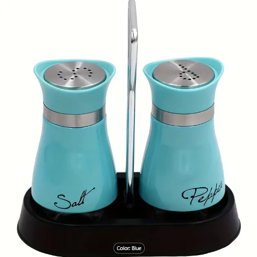 1 Set, Salt And Pepper Shakers, Stainless Steel Salt And Pepper Seasoning Shakers With Base, Glass Bottle, Seasoning Dispenser Kitchen Accessories For Dining Table, Caravan, Camping, Barbecue, Christm