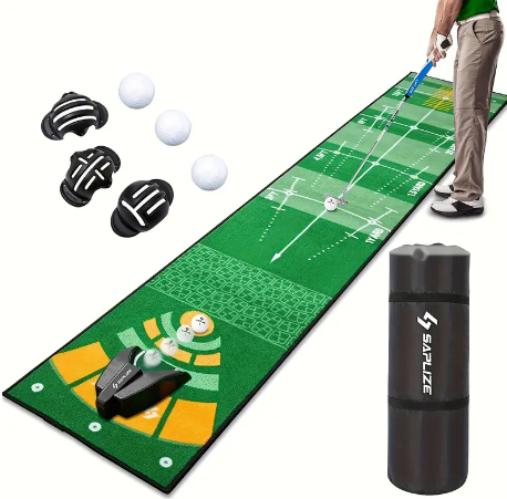 SAPLIZE Golf Putting Mat, 20in X 10ft Golf Putting Green Mat with Non-Slip Backing Golf Practice Mat for Indoor/Outdoor Golf Training Aid