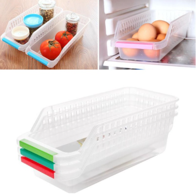 Mr.Dolphin #Space Saver Organizer Trays Bins Kitchen Fridge Pantry Cabinet Storage Box Fridge