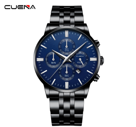 CUENA Men's Watch Top Brand Simple Fashion Business Analog Quartz All Steel Waterproof 6022 M5