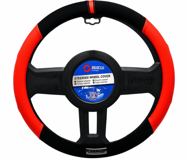 Sparco Steering Wheel Cover SPS103RD (Black/Red) for Toyota, Mitsubishi, Honda