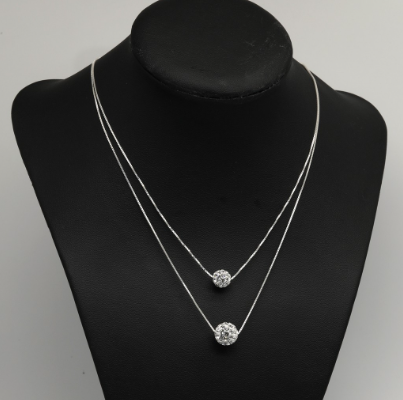 Silver Q062 Stone Center Chain