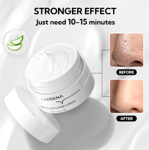 Lanbena Blackhead Whiteheads Remover Mask Facial Peeling Nose Strip Acne Deep Cleansing 30g