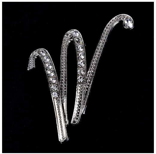 Crystal Rhinestone 26 Letters Women Collar Brooch Pin Corsage Bouquet Jewelry Modish M