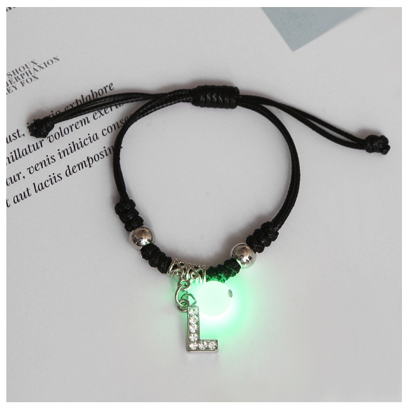 26 Letters Glow in the Dark Alphabet Initials Beaded Luminous Bracelet Women Men Birthday Gifts L