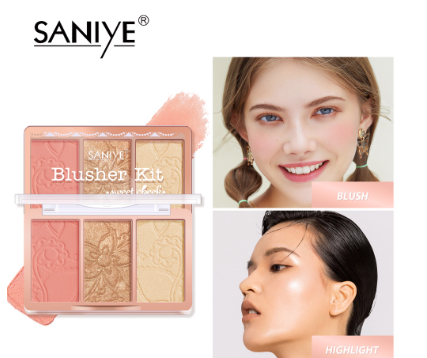 SANIYE 4 Colors Blush Glitter Highlighter Matte Powder Multi-Function Face Makeup E0337