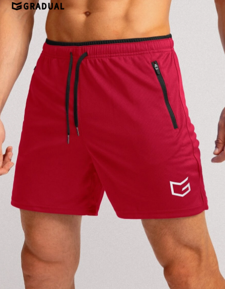 G Gradual Men Geo Print Drawstring Waist Sports Shorts