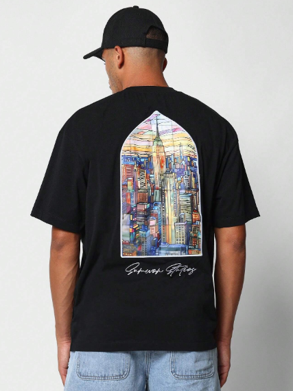 SUMWON Tee With Stained Glass Window Print College Ready