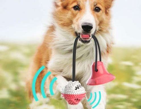 SMART DOG Suction Cup Dog Toy, Self-Playing Tug of War Dog Toy with Chew Rubber Ball, Dog Rope