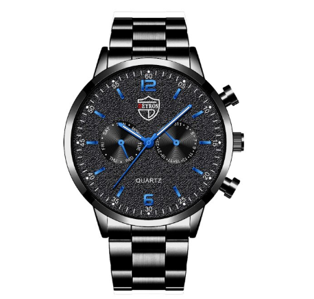 Quartz Stainless Steel Black Dial Men Fashion Wristwatch Men Relo Watch STEEL BLACK BLACK