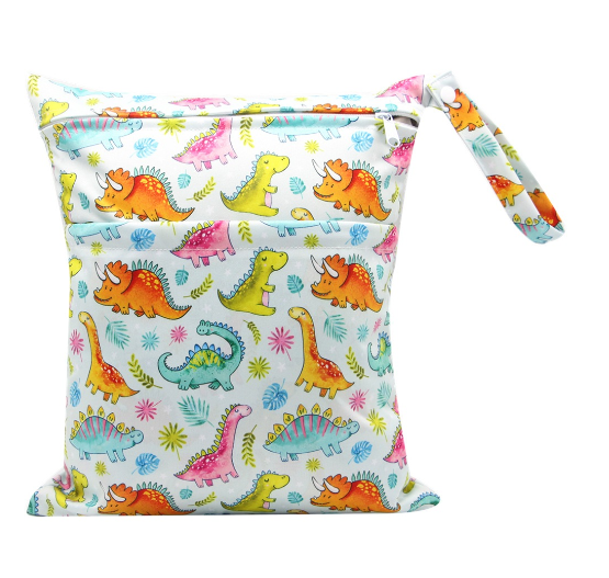 Diaper Wet Dry Bags Duble Zipper Printed Portable Waterproof Dag Storage Bag Swimwear Bag  30x36cm