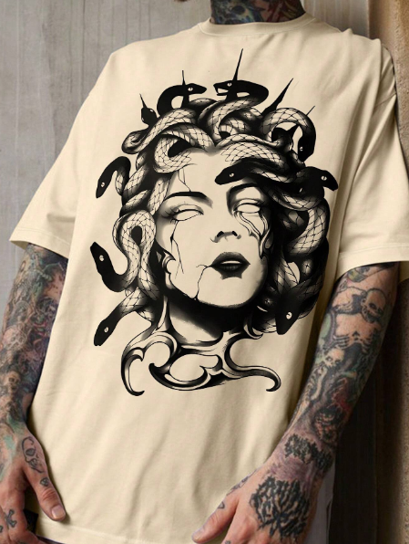 Manfinity Dauomo Men's Plus Size Casual Short Sleeve T-Shirt With Character Print, Summer