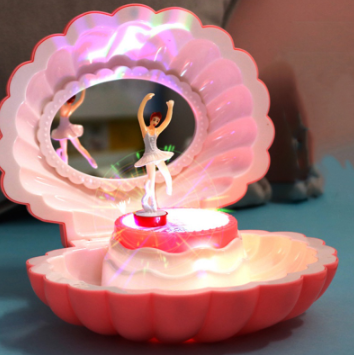 Shell Music Box Dancing Girl With Light Beautiful Mirror Jewelry Box Rotating Ballerina Music Box Birthday Gift Musical Toys