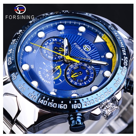 Forsining Automatic Watch for Men Mechanical Watches Luxury Stainless Steel Calendar men watch Waterproof 3