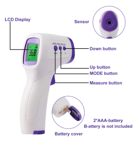 Non-Contact Infrared Thermometer Forehead Body Temperature with Fever Alarm for Adult and Baby