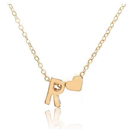 Fashion 26 Letter Pendant Necklace Peach Heart Letter Necklace Clavicle Chain Choker for Men Women Jewelry Gifts R