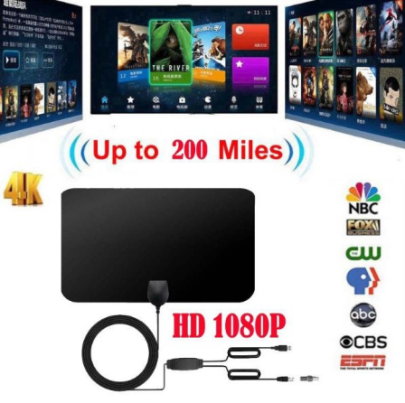 1080P 200 Mile Range Antenna TV Digital HD Skywire 4K Antena Digital Indoor HDTV