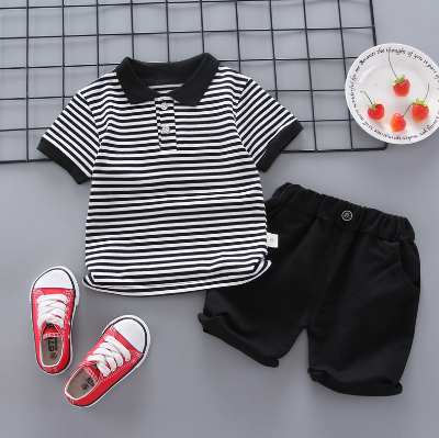 Baby Boys' Clothes Terno for Kids Boy 0-4 Years Old Boys' Clothing Kids Short Seeve set Stripe Polo Short Sleeve Suit