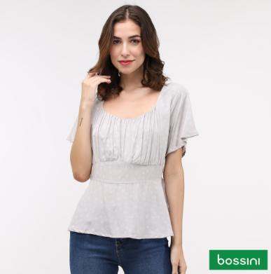 Bossini Ladies Woven Printed Rayon Short Sleeve Blouse OLT04-0465