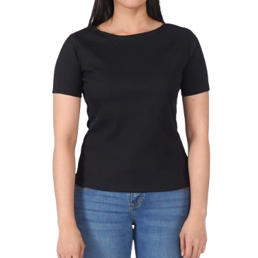 Stylistic Mr. Lee Ladies Basic Tees Plain T shirt for Women Trendy Fashion Slim Fit 138948 (Black)