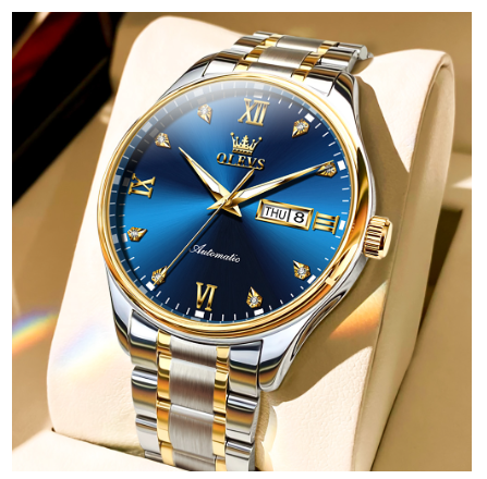 Olevs Men's Automatic Stainless Steel Watch BLUE DIAL TWO TONE