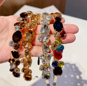 Korean Luxury Colorful Crystal Diamond Headband Thin Rhinestone Hair Band Women Hair Accessories