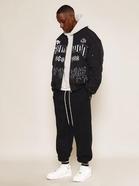 SUMWON Bomber Jacket With Grunge Graphic Print