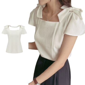 Lovito Women Casual Plain Bow Blouse L80ED077