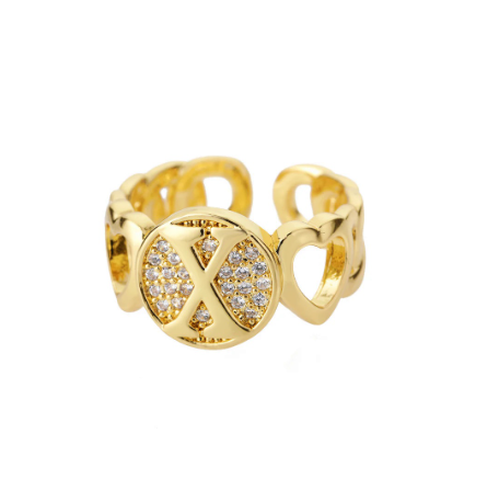 Initial Letter Open Rings For Women Aesthetic Love Heart Wedding Rings Stainless Steel Jewelry Gifts X