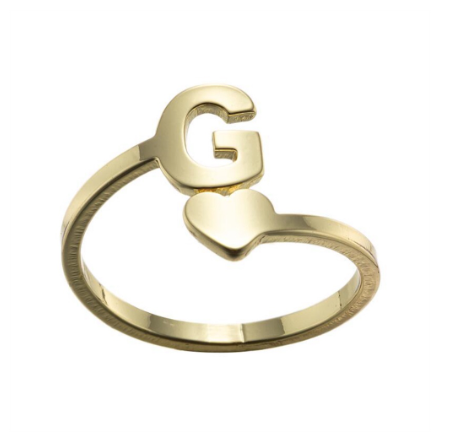 Fashion Heart 26 Letters Rings For Women Gold Color A-Z Initials Opening Ring Alphabet Finger Accessories Party Jewelry Gifts G