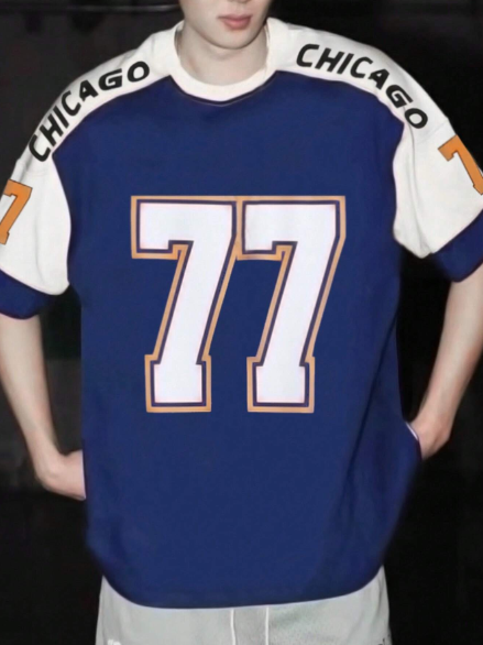 Manfinity Sporsity Loose Fit Men's Letter Print Colorblock Drop Shoulder T-Shirt