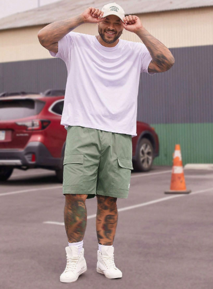 Manfinity CozeMod Men Plus Size Woven Utility Shorts With Pockets And Straight Legs