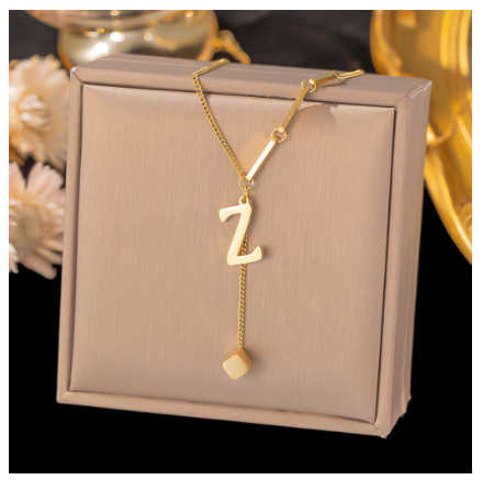 Vnox Letter Pendant Long Necklace for Women Girl,18K Gold Stainless Steel Hypoallergenic A-Z Initial Name Necklace Gift Z