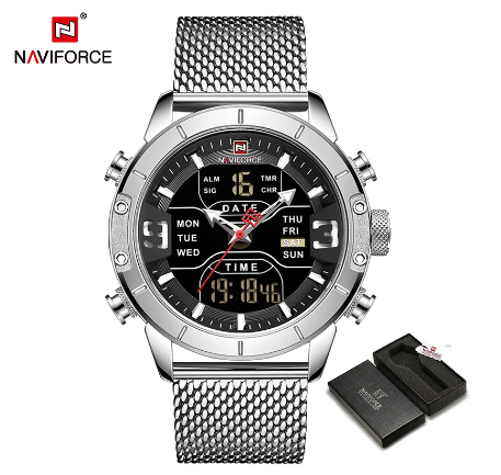 Original Brand NAVIFORCE Waterproof Men Watch Top Fashion Chrono Sport Casual Dual Display Men's Watches 9153 m6