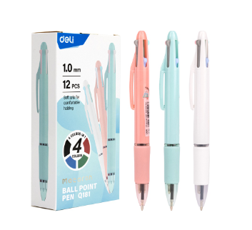 Deli Q181 4-in-1 Bullet Tip Ballpoint Ballpen 12pcs/ box [79Q181P12]