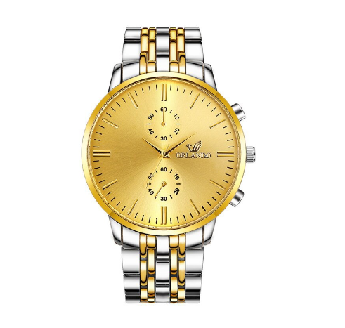 ORLANDO Men Watches Luxury Gold Stainless Steel Quartz Wristwatches Fashion Business Watch M2